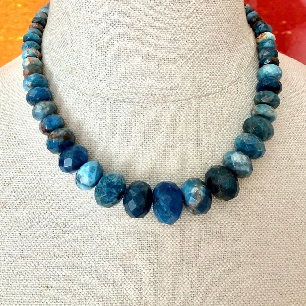 Jay King DTR Blue Gemstone 925 Sterling Silver Graduated Faceted Necklace